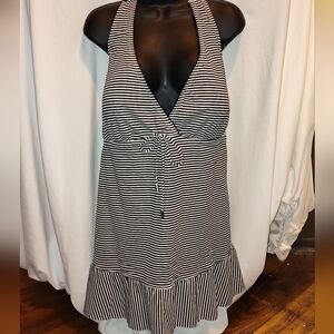 Black & White striped tankini top with ruffled skirt 5X